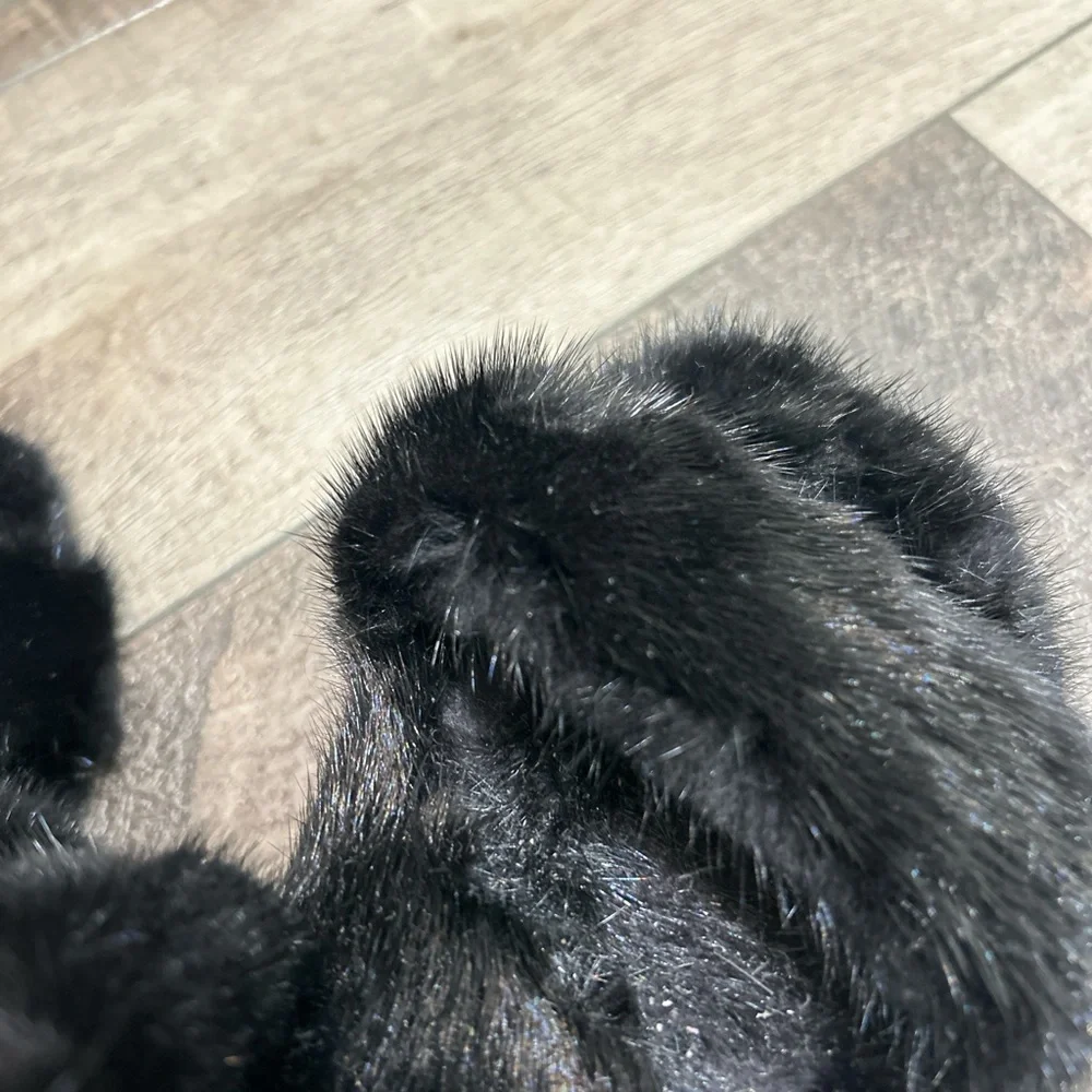Saint Laurent Bleach fur sandals in black